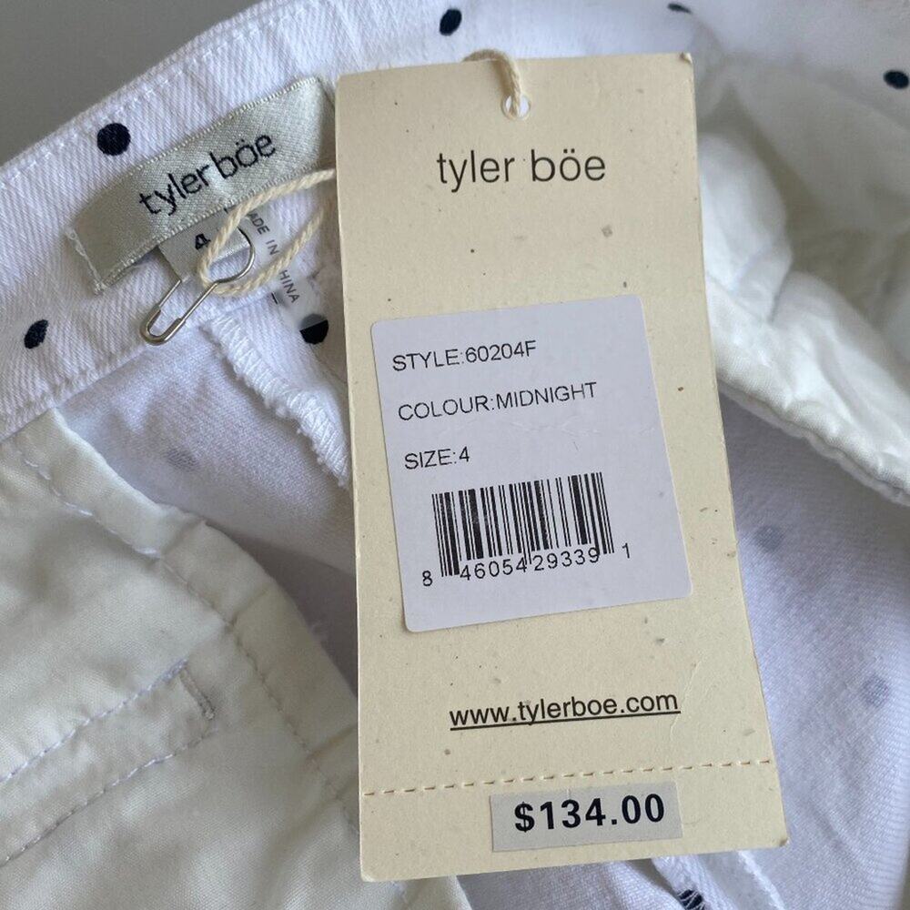NWT Tyler Boe White Black Polka Dot Cotton Stretch Shorts sz 4 - Picture 5 of 8